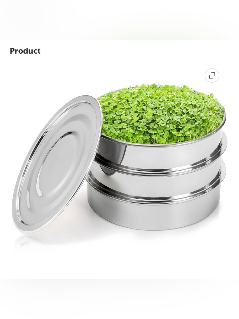 Stainless Steel, 3-Tier Stackable Sprouting Kit w/Encrypted Mesh - Picture 6 of 9